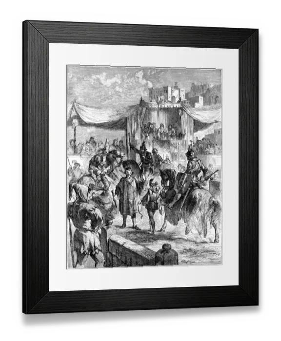 Framed Print : Medieval knights parade before a tournament Framed Print : Medieval knights parade before a tournament