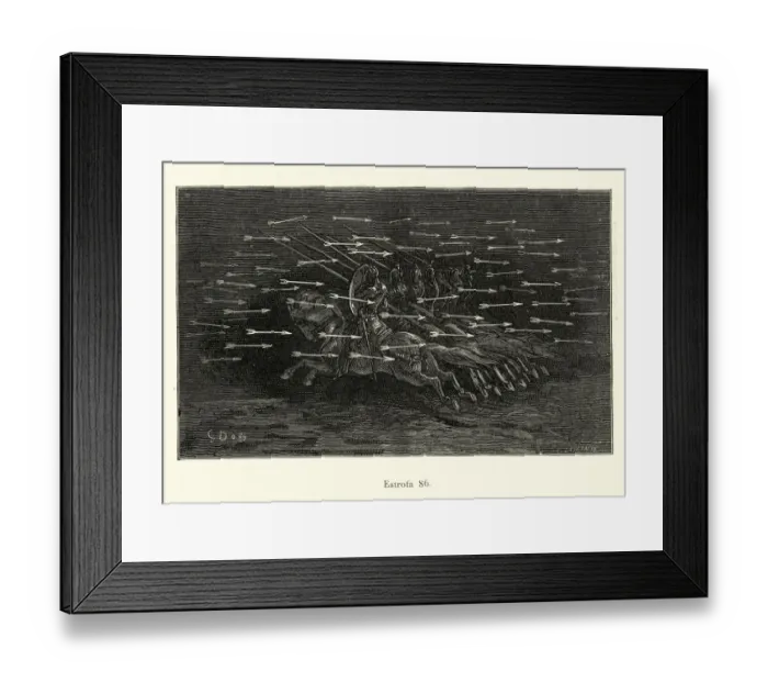 Framed Print : Medieval knights on horseback charging into hail of arrows Framed Print : Medieval knights on horseback charging into hail of arrows