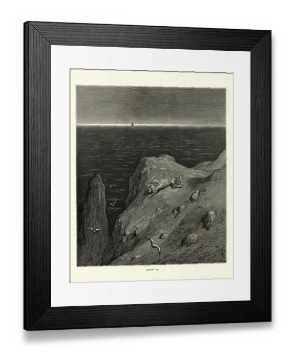 Framed Print : Woman castaway on a desert island. Orlando Furioso Framed Print : Woman castaway on a desert island. Orlando Furioso