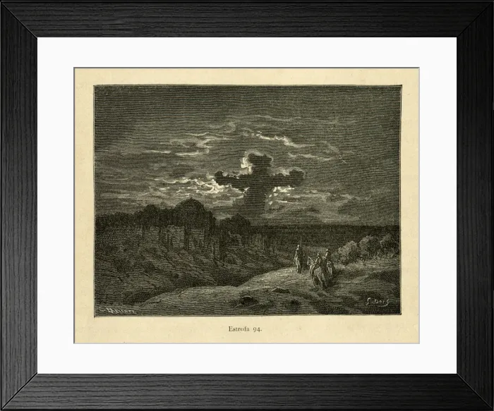 Framed Print : Portent, Cloud in the shape cross appearing above the city