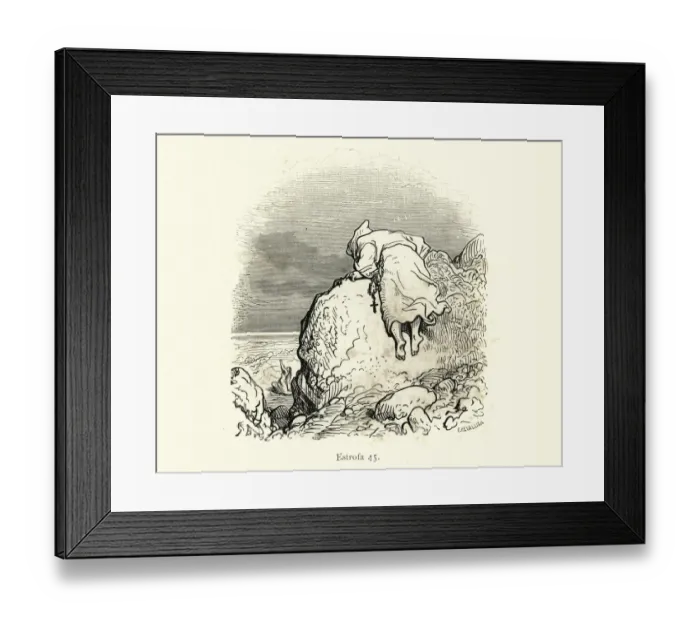 Framed Print : Monk spying over a rock, Orlando Furioso Framed Print : Monk spying over a rock, Orlando Furioso