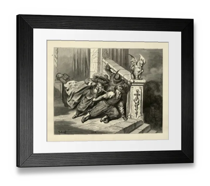 Framed Print : The death of Bluebeard, Fairy Tales of Charles Perrault Framed Print : The death of Bluebeard, Fairy Tales of Charles Perrault