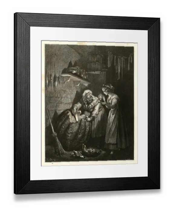 Framed Print : Cinderellas fairy godmother carving the pumpkin into a coach Framed Print : Cinderellas fairy godmother carving the pumpkin into a coach