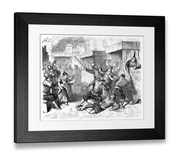 Framed Print : Destruction of a Spanish puppet theater Framed Print : Destruction of a Spanish puppet theater