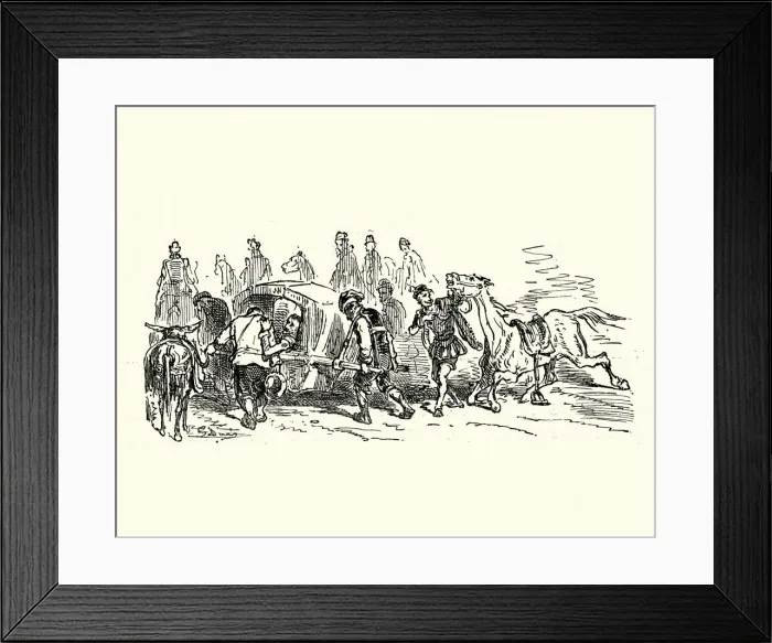 Framed Print : Don Quixote, carried in a litter Framed Print : Don Quixote, carried in a litter