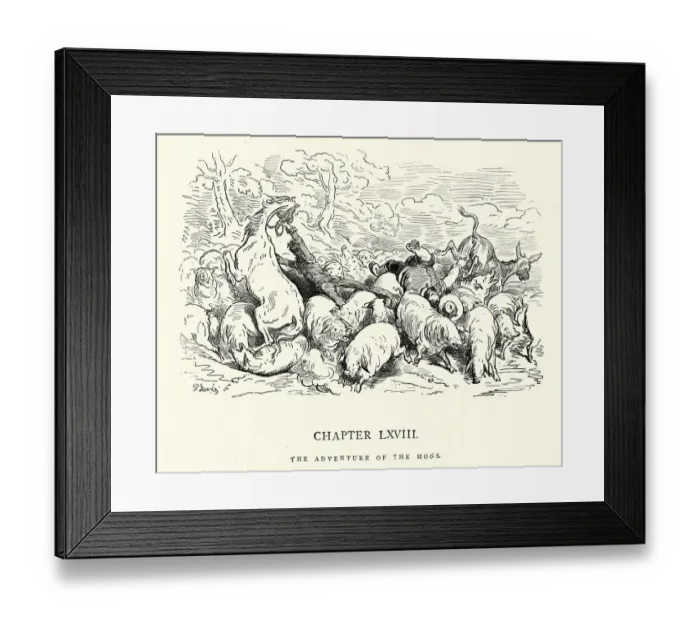 Framed Print : Don Quixote, The Adventure of the Hogs Framed Print : Don Quixote, The Adventure of the Hogs