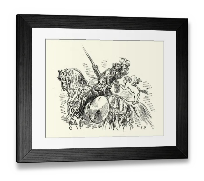 Framed Print : Don Quixote, Knight defeated by cupids aroow