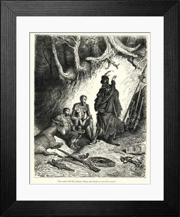 Framed Print : The squires left Don Quixote, Roque and Sancho to wait Framed Print : The squires left Don Quixote, Roque and Sancho to wait