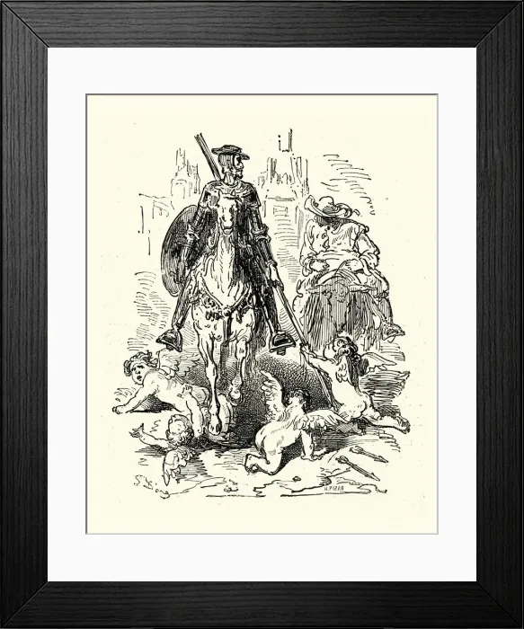 Framed Print : Don Quixote trampling cupid Framed Print : Don Quixote trampling cupid