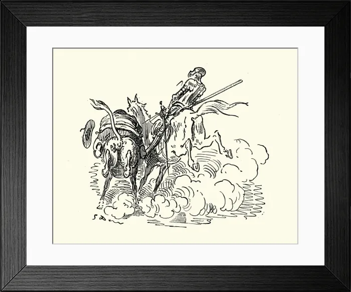 Framed Print : Don Quixote and Sancho Panza charging Framed Print : Don Quixote and Sancho Panza charging