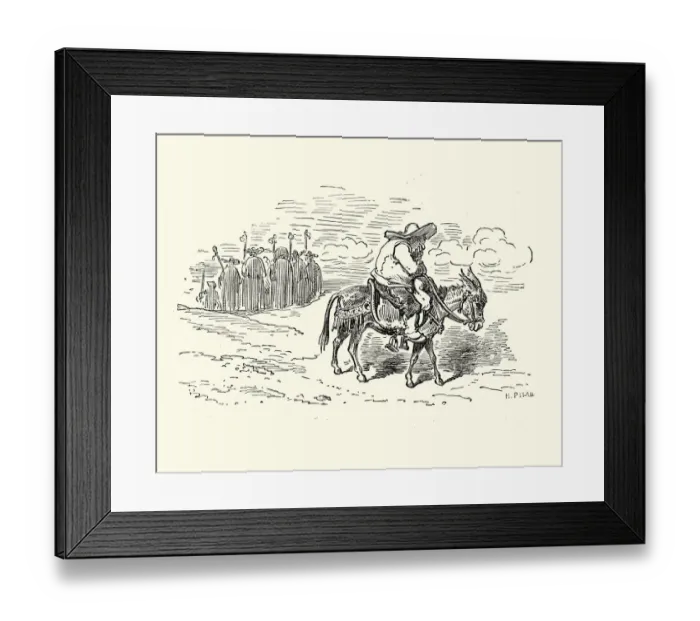 Framed Print : Don Quixote, Sancho Panza riding his donkey Framed Print : Don Quixote, Sancho Panza riding his donkey