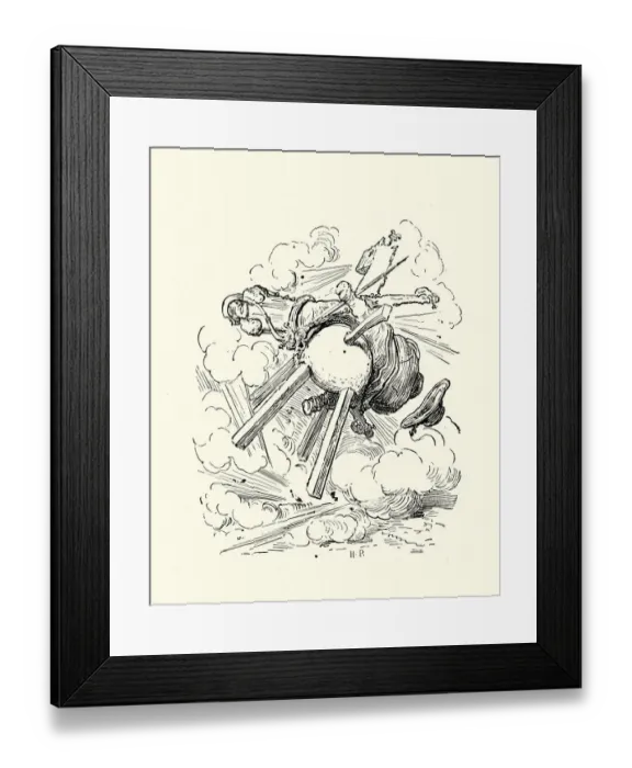 Framed Print : Don Quixote - Falling of the wooden horse