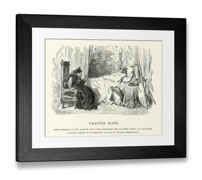 Framed Print : Don Quixote with Donna Rodriguez, the duchesss woman Framed Print : Don Quixote with Donna Rodriguez, the duchesss woman