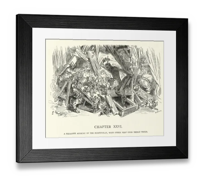 Framed Print : Don Quixote destroying the puppet show Framed Print : Don Quixote destroying the puppet show