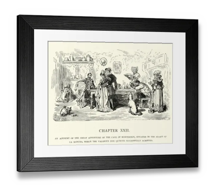 Framed Print : Don Quixote, Account of the great advanture cave of montesinos Framed Print : Don Quixote, Account of the great advanture cave of montesinos