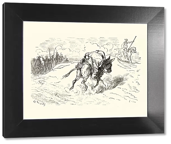 Don Quixote, Sancho Panza riding donkey