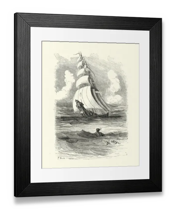 Framed Print : Adventures of Baron Munchausen, Rescued from the sea Framed Print : Adventures of Baron Munchausen, Rescued from the sea