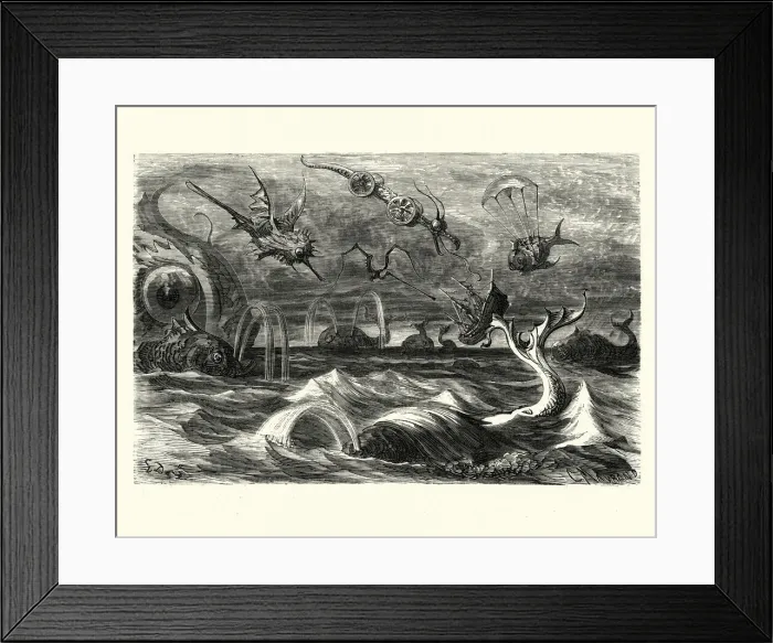 Framed Print : Adventures of Baron Munchausen, Set upon by monsters Framed Print : Adventures of Baron Munchausen, Set upon by monsters