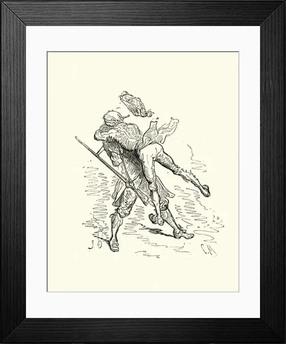 Framed Print : Adventures of Baron Munchausen, greeting the marksman Framed Print : Adventures of Baron Munchausen, greeting the marksman