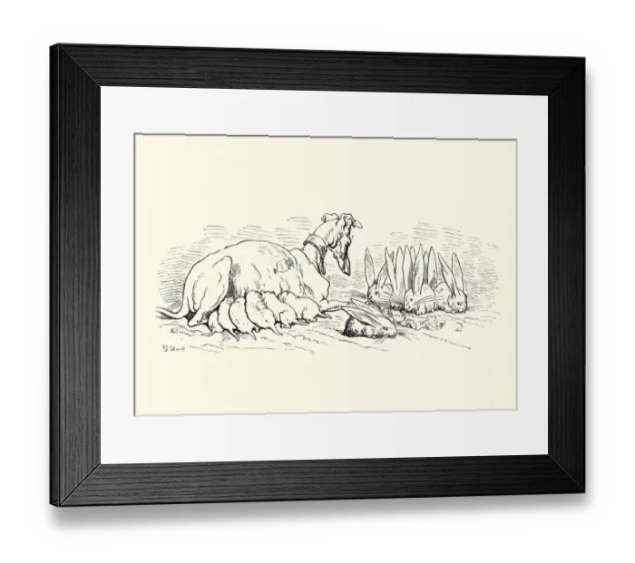 Framed Print : Adventures of Baron Munchausen Hound and the hare Framed Print : Adventures of Baron Munchausen Hound and the hare