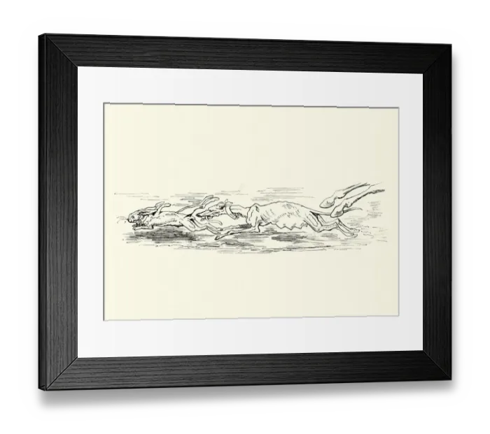 Framed Print : Adventures of Baron Munchausen Hound chasing the hare Framed Print : Adventures of Baron Munchausen Hound chasing the hare