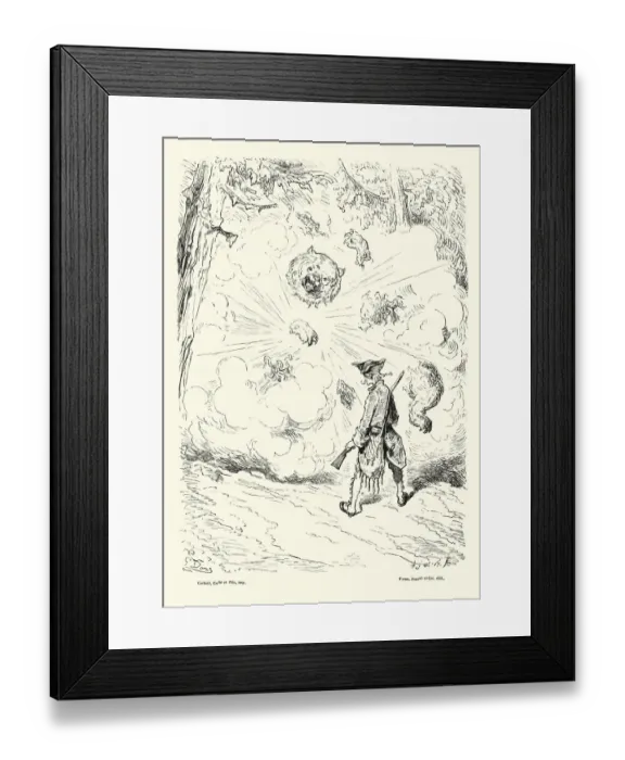 Framed Print : Adventures of Baron Munchausen - The Bear blew up Framed Print : Adventures of Baron Munchausen - The Bear blew up