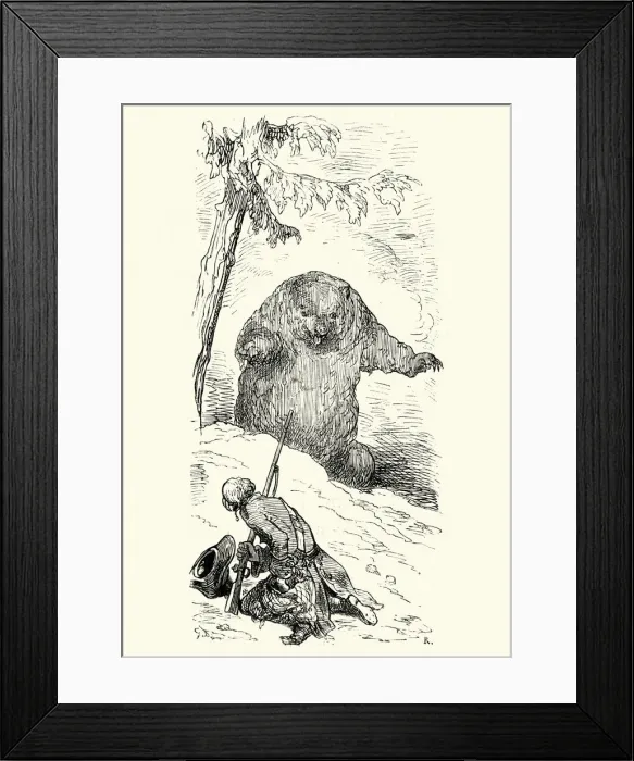 Framed Print : Adventures of Baron Munchausen Problems with a Bear Framed Print : Adventures of Baron Munchausen Problems with a Bear