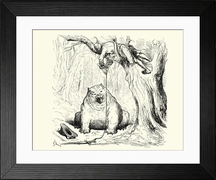 Framed Print : Adventures of Baron Munchausen Problems with a Bear Framed Print : Adventures of Baron Munchausen Problems with a Bear