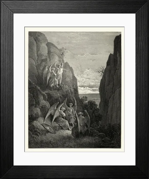Framed Print : Miltons Paradise Lost - Gustave Dore - Uriel Returned