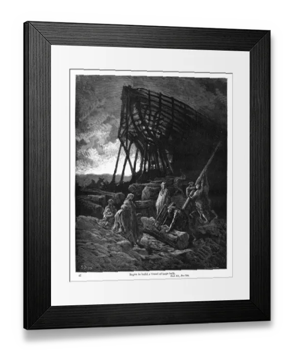 Framed Print : They began to build a vessel engraving 1870 Framed Print : They began to build a vessel engraving 1870