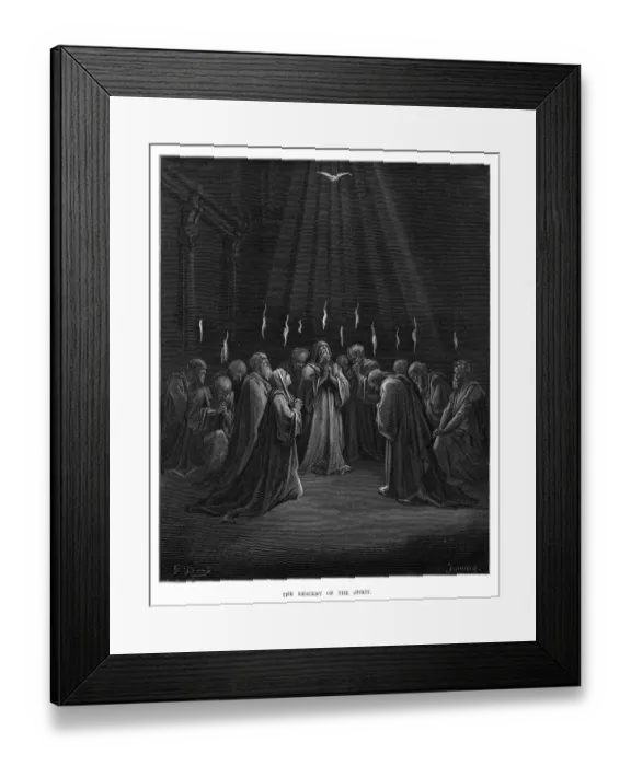 Framed Print : The descent of the spirit engraving 1870 Framed Print : The descent of the spirit engraving 1870