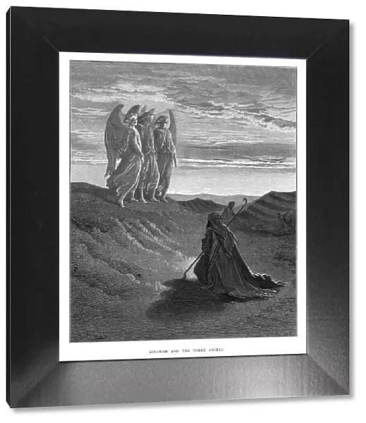 Abraham and the three angels engraving 1870
