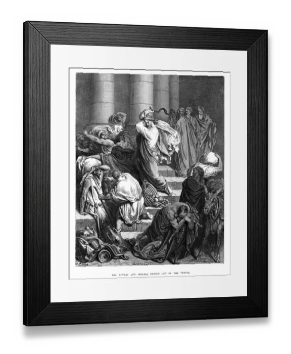Framed Print : Buyers and sellers driven out of the temple 1870 Framed Print : Buyers and sellers driven out of the temple 1870