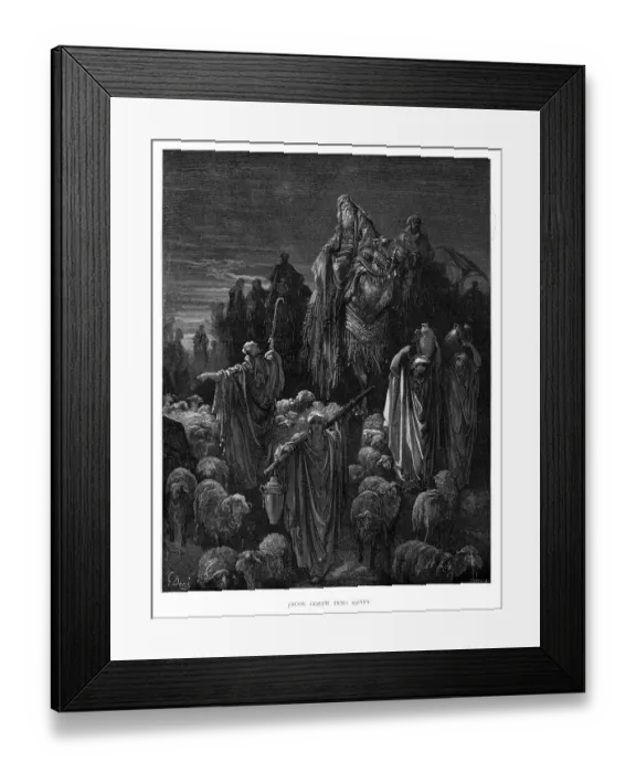Framed Print : Jacob goes into Egypt engraving 1870 Framed Print : Jacob goes into Egypt engraving 1870