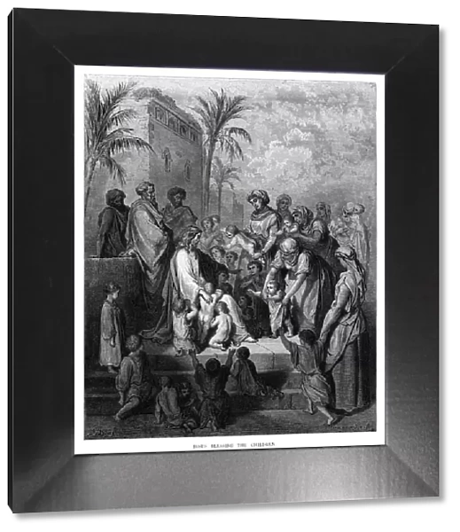 Jesus blessing the children engraving 1870
