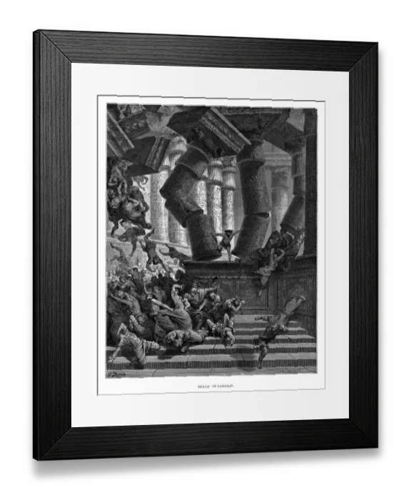 Framed Print : Death of Samson engraving 1870 Framed Print : Death of Samson engraving 1870
