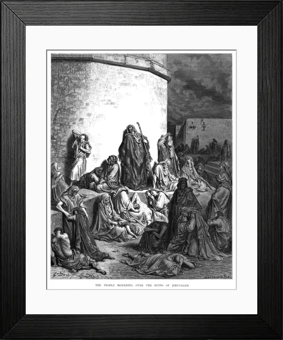Framed Print : People mourning over the ruins of Jerusalem 1870 Framed Print : People mourning over the ruins of Jerusalem 1870