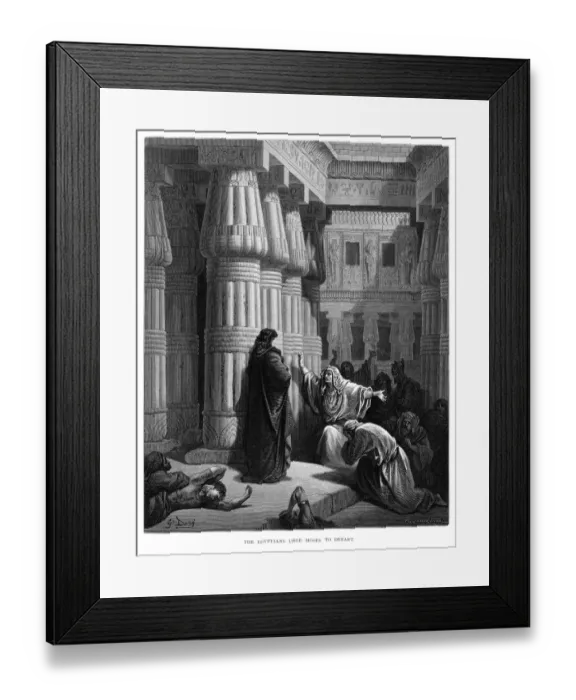 Framed Print : The egyptians urge Moses to depart engraving 1870 Framed Print : The egyptians urge Moses to depart engraving 1870