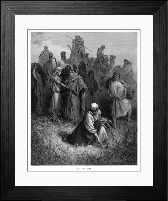 Framed Print : Boaz and Ruth engraving 1870 Framed Print : Boaz and Ruth engraving 1870