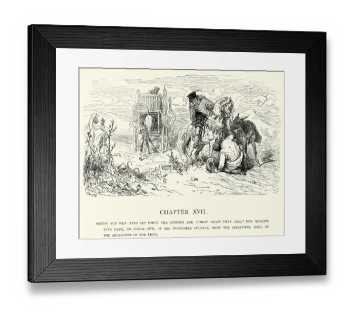 Framed Print : Don Quixote and the Adventure of the Lions