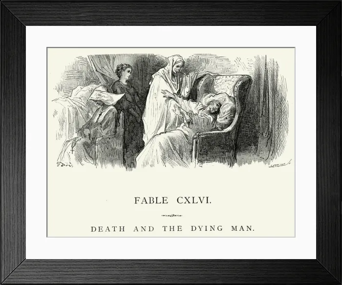 Framed Print : La Fontaines Fables - Death and the Dying Man