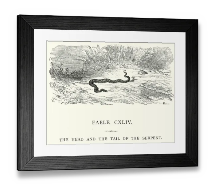 Framed Print : La Fontaines Fables - Head and Tail of the Serpent Framed Print : La Fontaines Fables - Head and Tail of the Serpent