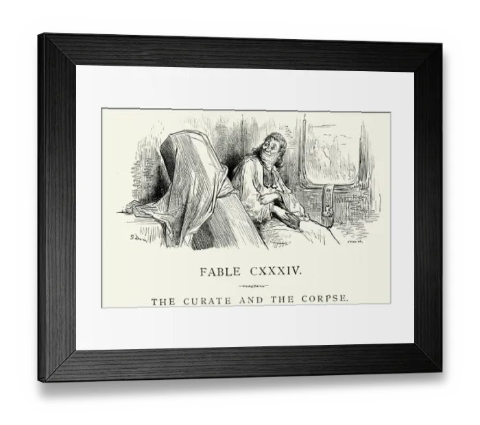 Framed Print : La Fontaines Fables - Curate and the Corpse Framed Print : La Fontaines Fables - Curate and the Corpse