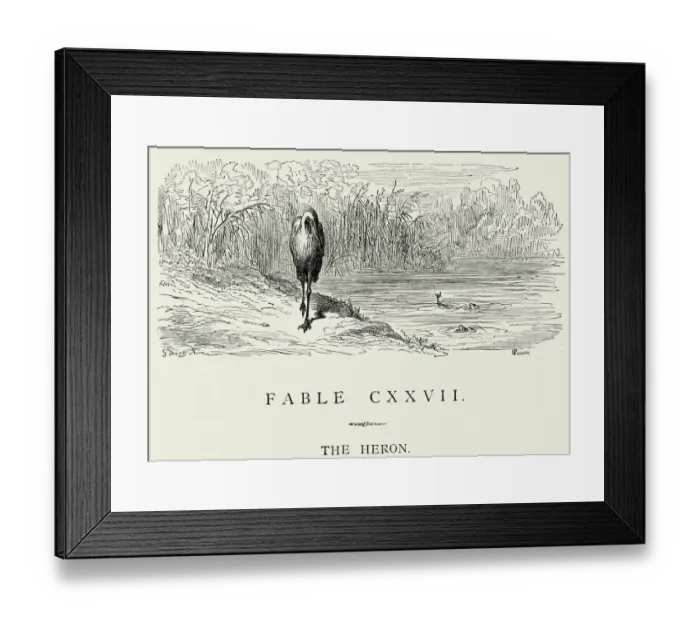 Framed Print : La Fontaines Fables - The Heron Framed Print : La Fontaines Fables - The Heron