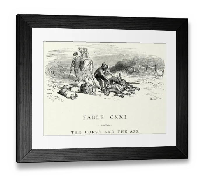Framed Print : La Fontaines Fables - Horse and the Ass Framed Print : La Fontaines Fables - Horse and the Ass