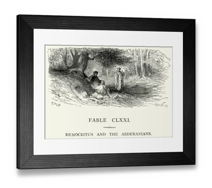 Framed Print : La Fontaines Fables - Democritus and the Abderanians Framed Print : La Fontaines Fables - Democritus and the Abderanians