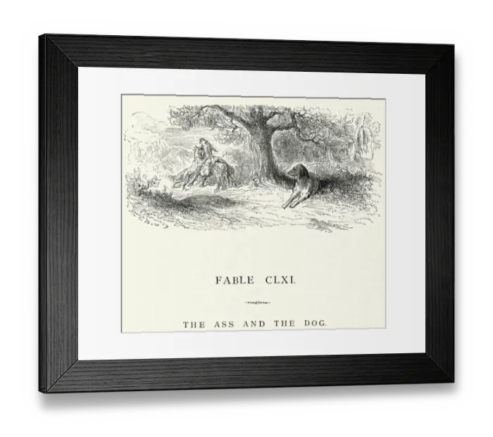 Framed Print : La Fontaines Fables - Ass and the Dog