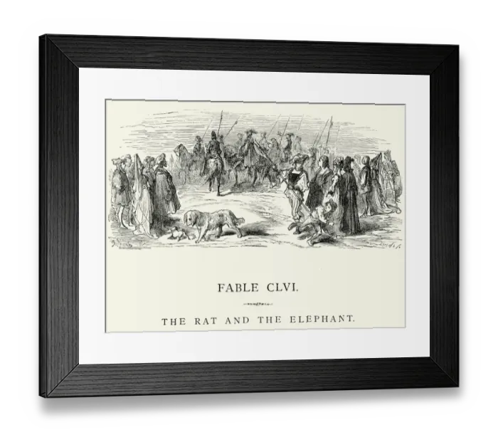 Framed Print : La Fontaines Fables - Rat and the Elephant Framed Print : La Fontaines Fables - Rat and the Elephant
