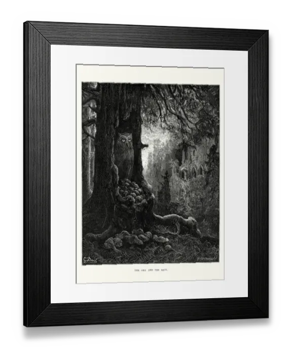 Framed Print : La Fontaines Fables - Owl and the Mice Framed Print : La Fontaines Fables - Owl and the Mice
