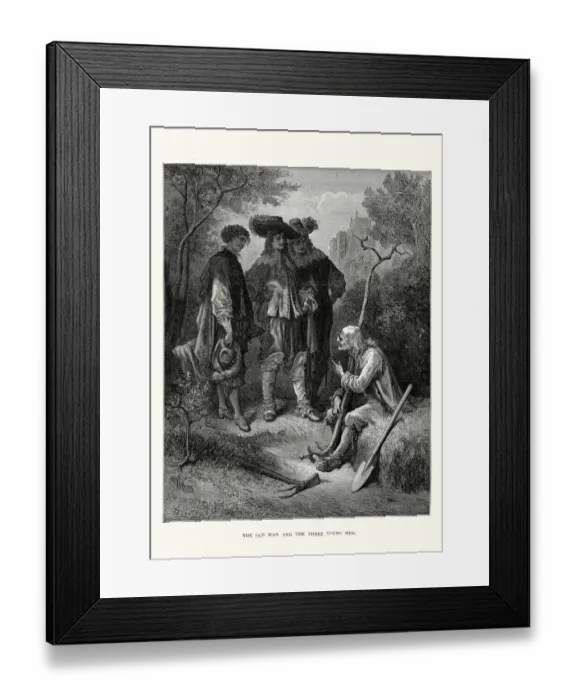 Framed Print : La Fontaines Fables - Old Man and Three Young Men Framed Print : La Fontaines Fables - Old Man and Three Young Men